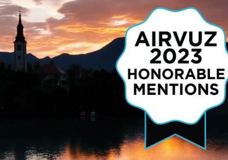 A picture of the sunset with the words airvu 2 0 2 1 honorably mention.